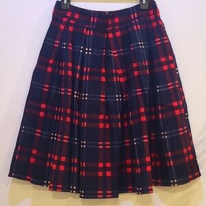 VINTAGE Plaid Wool Skirt, M, Navy, Red, and Yellow plate wool